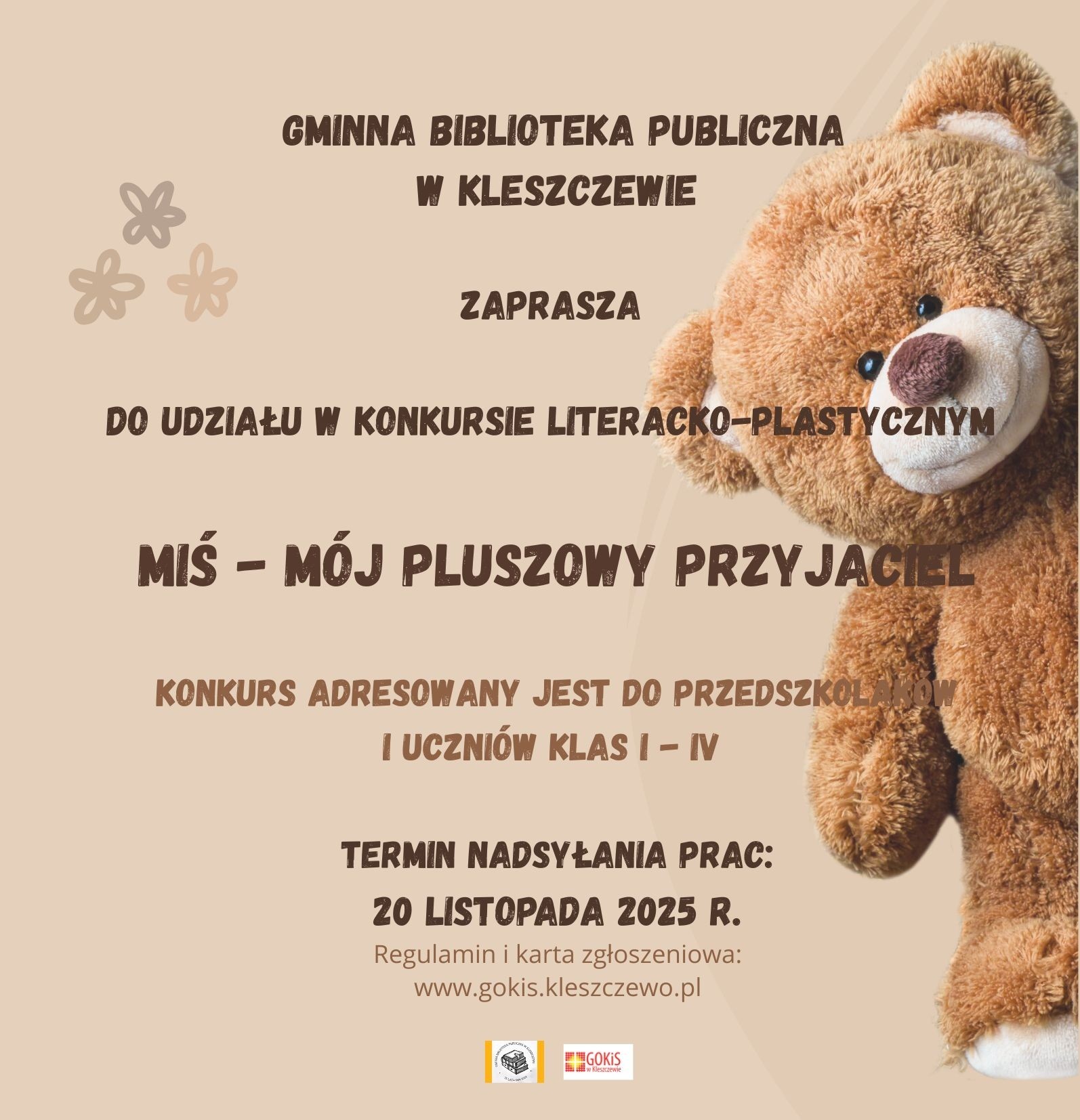 plakat ilustracyjny z misiem