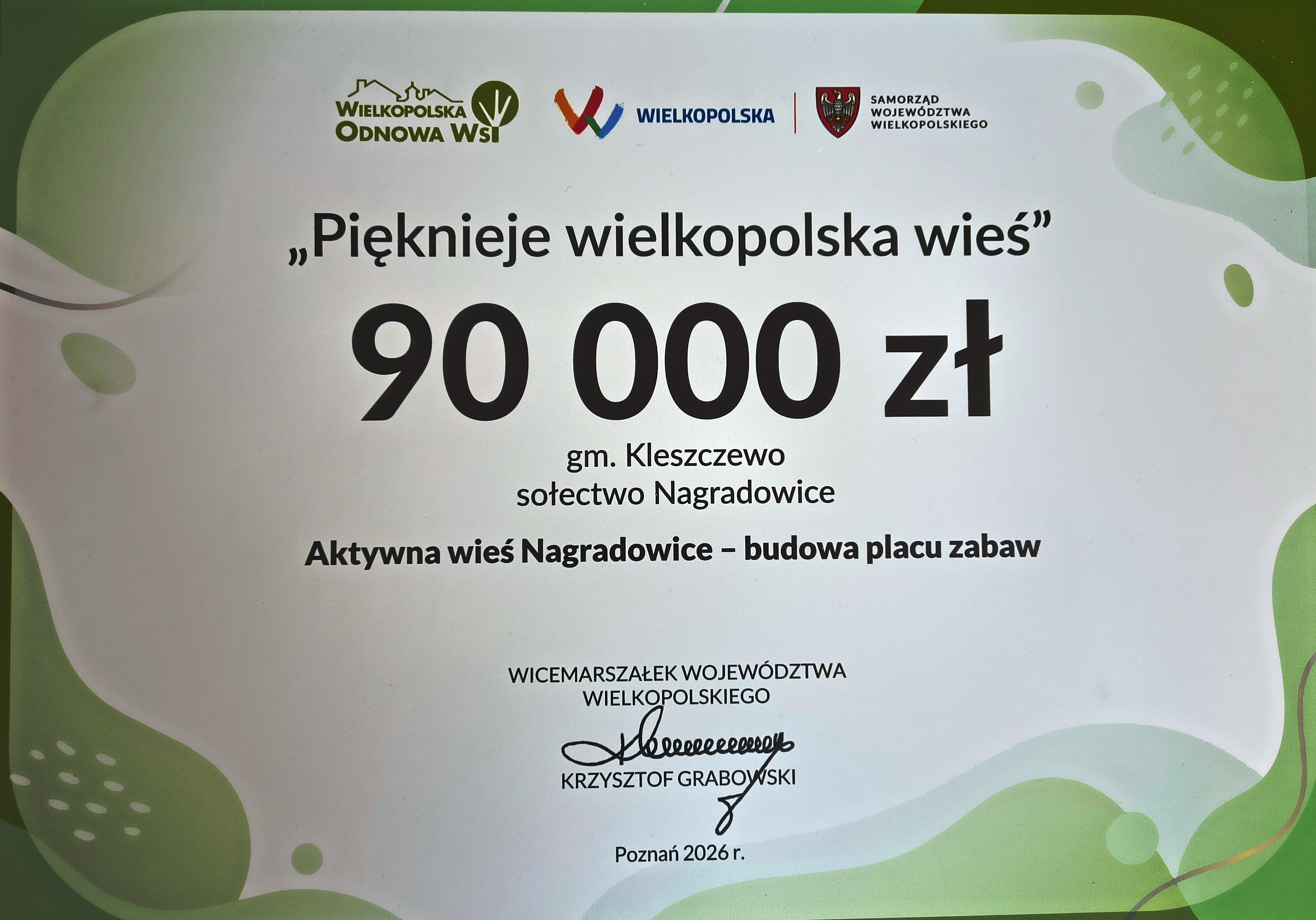 tablica inforemująca o otrzymanym dofiansowaniu