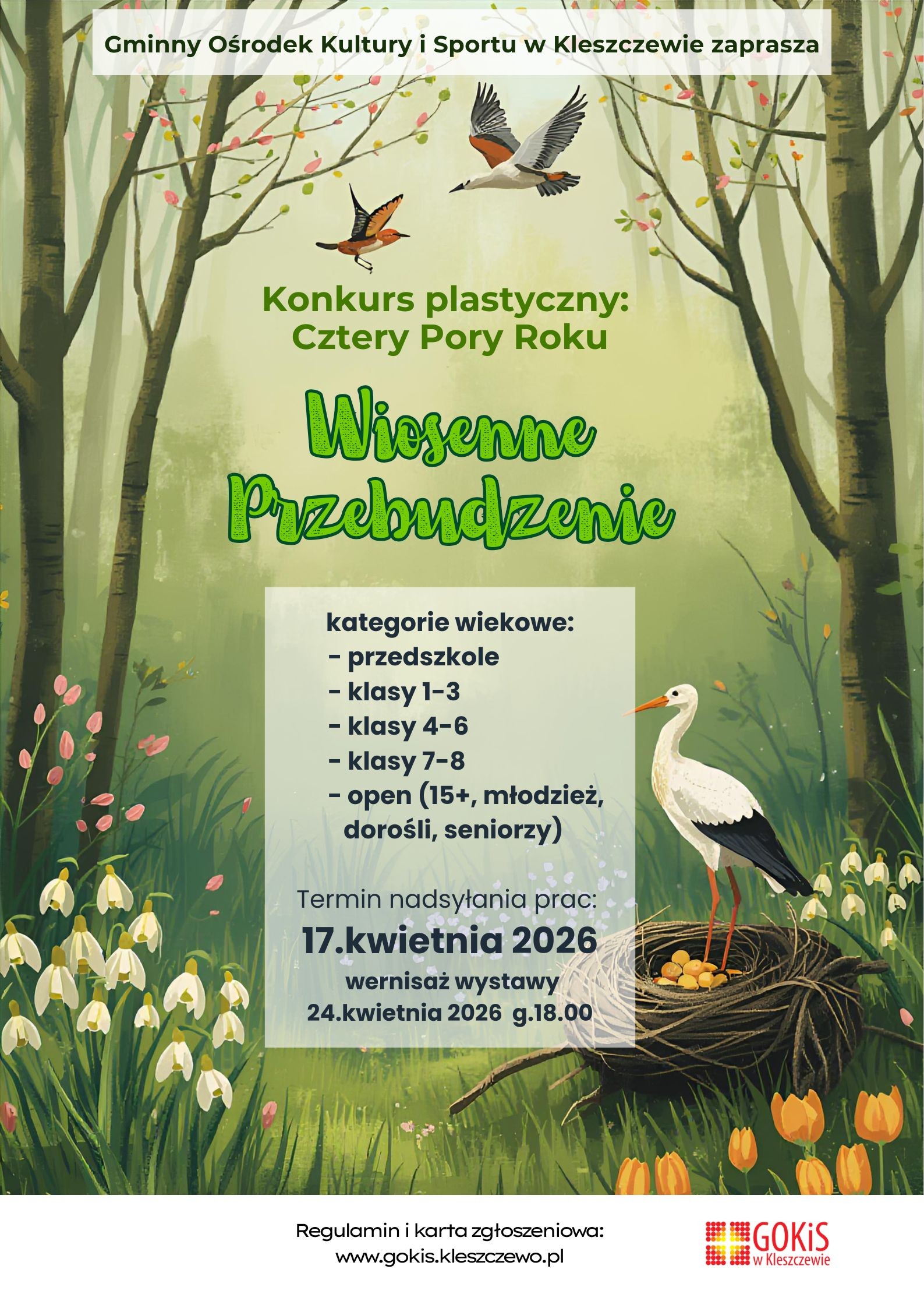 plakat informacyjny z lasem w tle