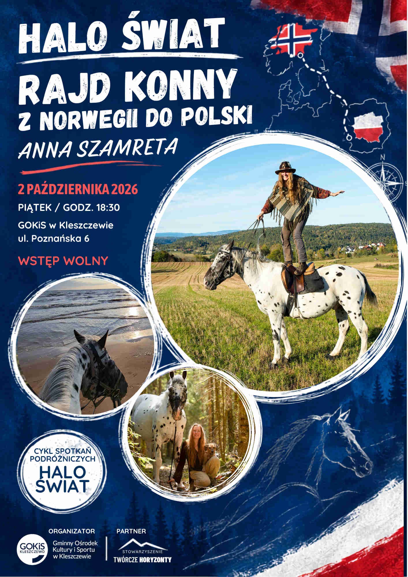 plakat ilustacyjny z jeźdźcem na koniu 