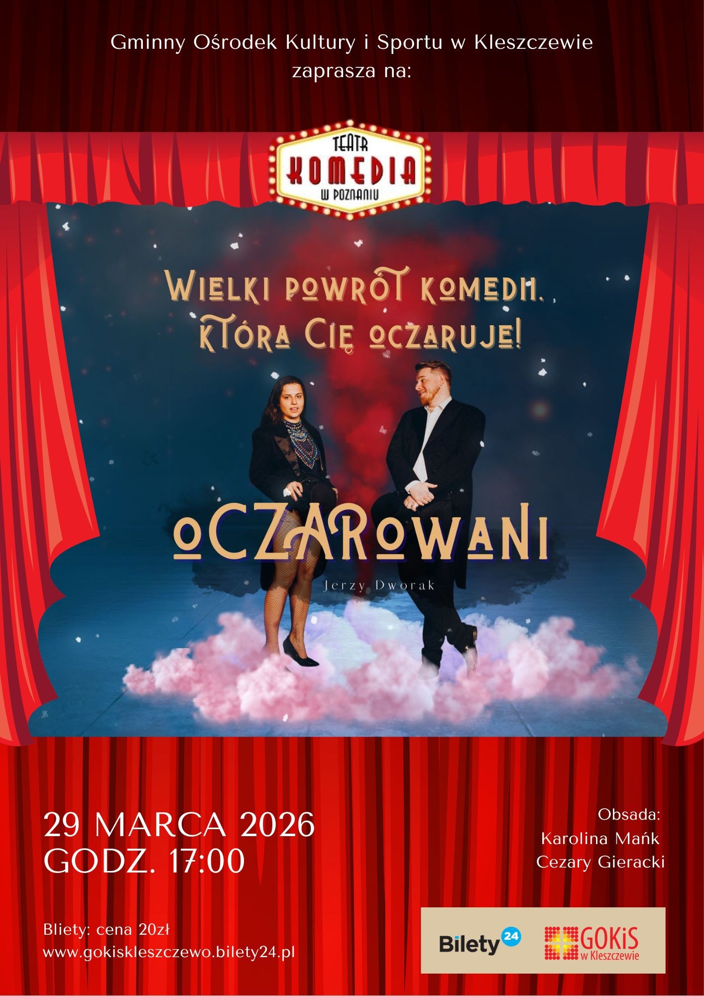 plakat informacyjny z parą aktroów nascenie