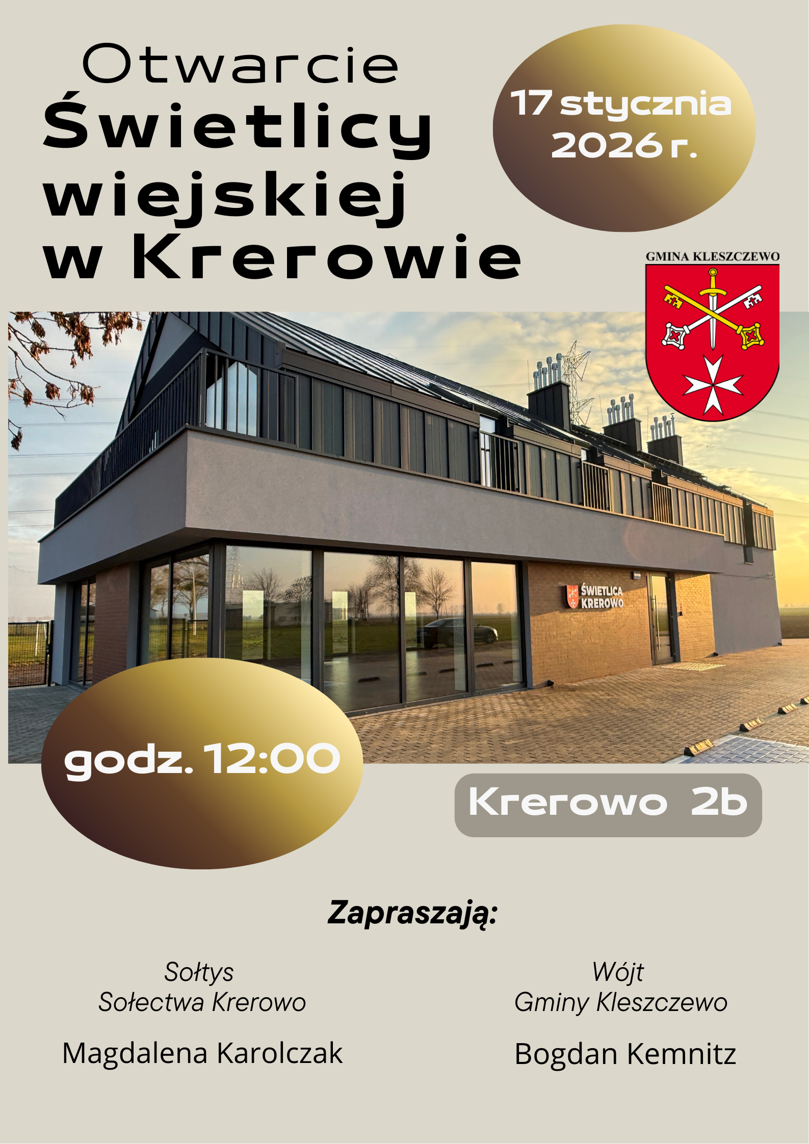 plakat informacyjny ze zdjęciem nowej świetlicy