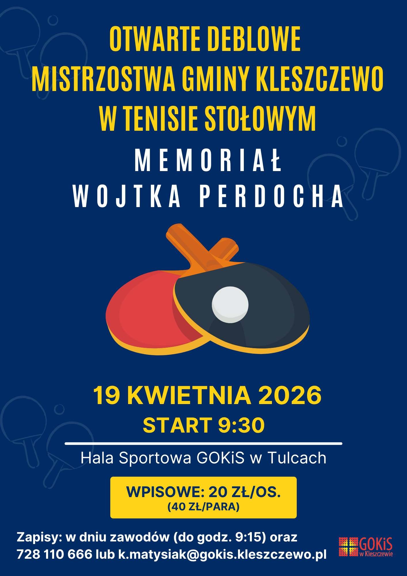 plakat informacyjny z rakietkami do tenisa