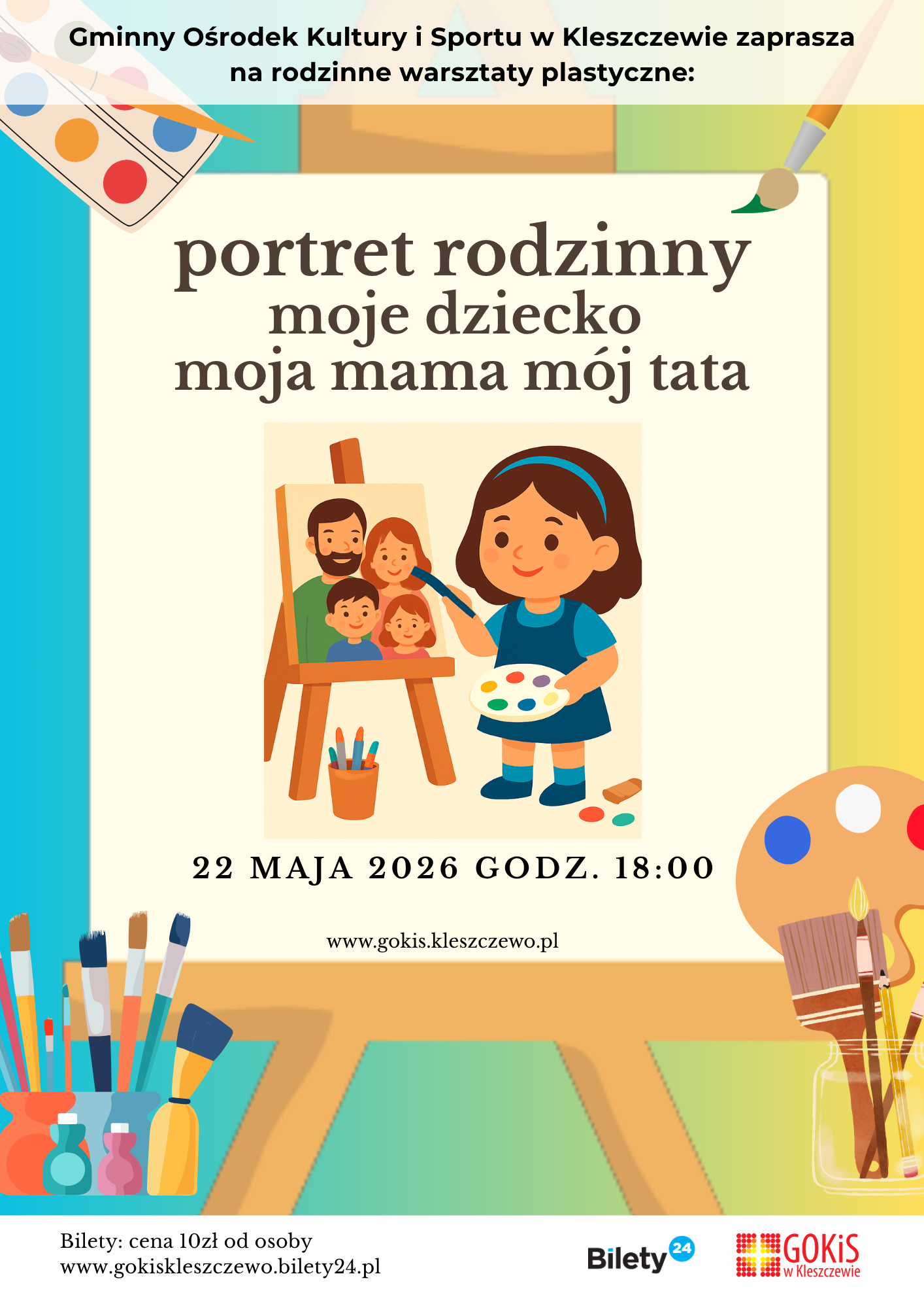plakat ilustracyjny ilustracja wektorowa dziewczynka przy sztaludze malująca obraz