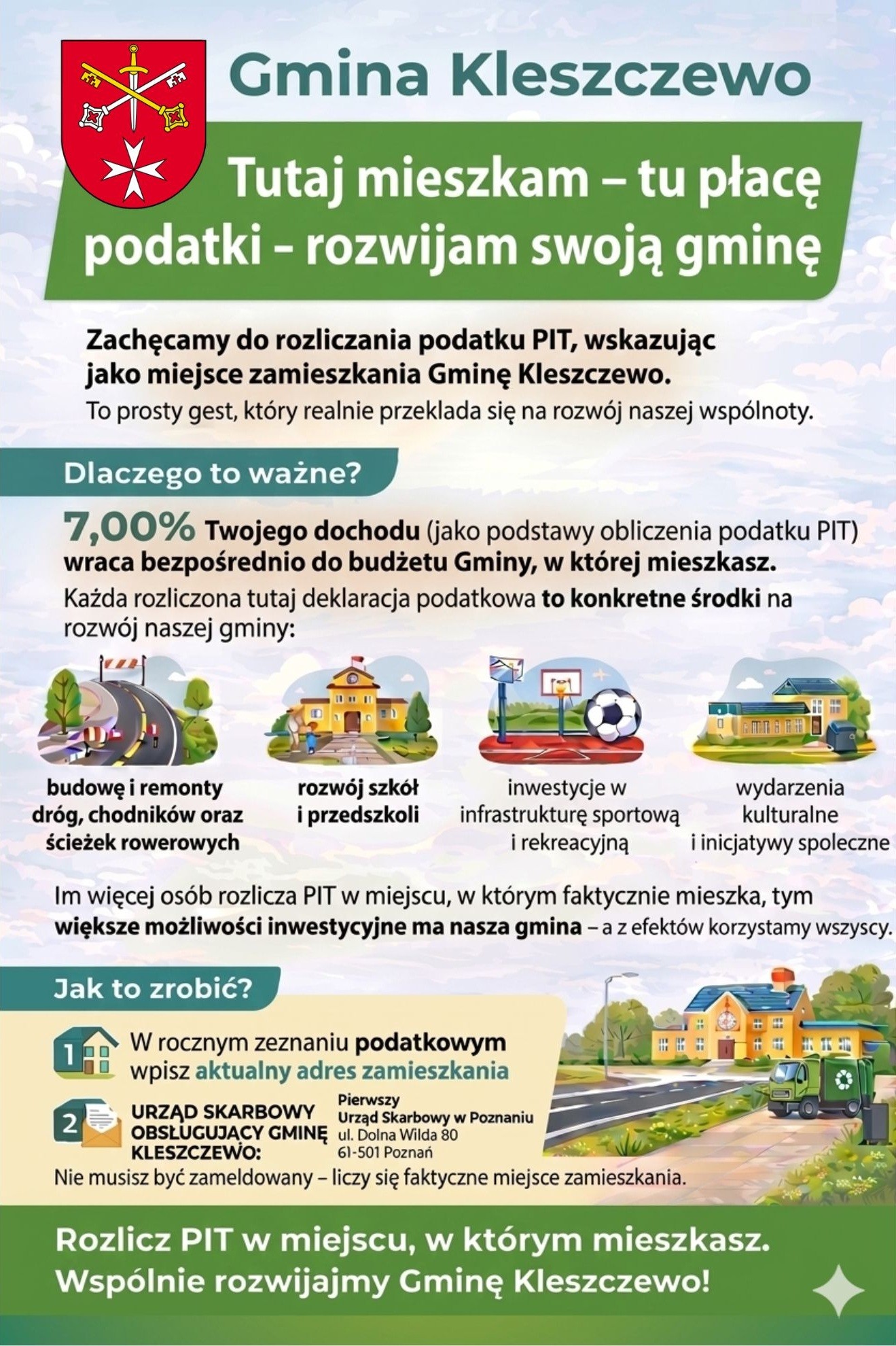 plakat informacyjny rozlicz PIT w gminie Kleszczewo