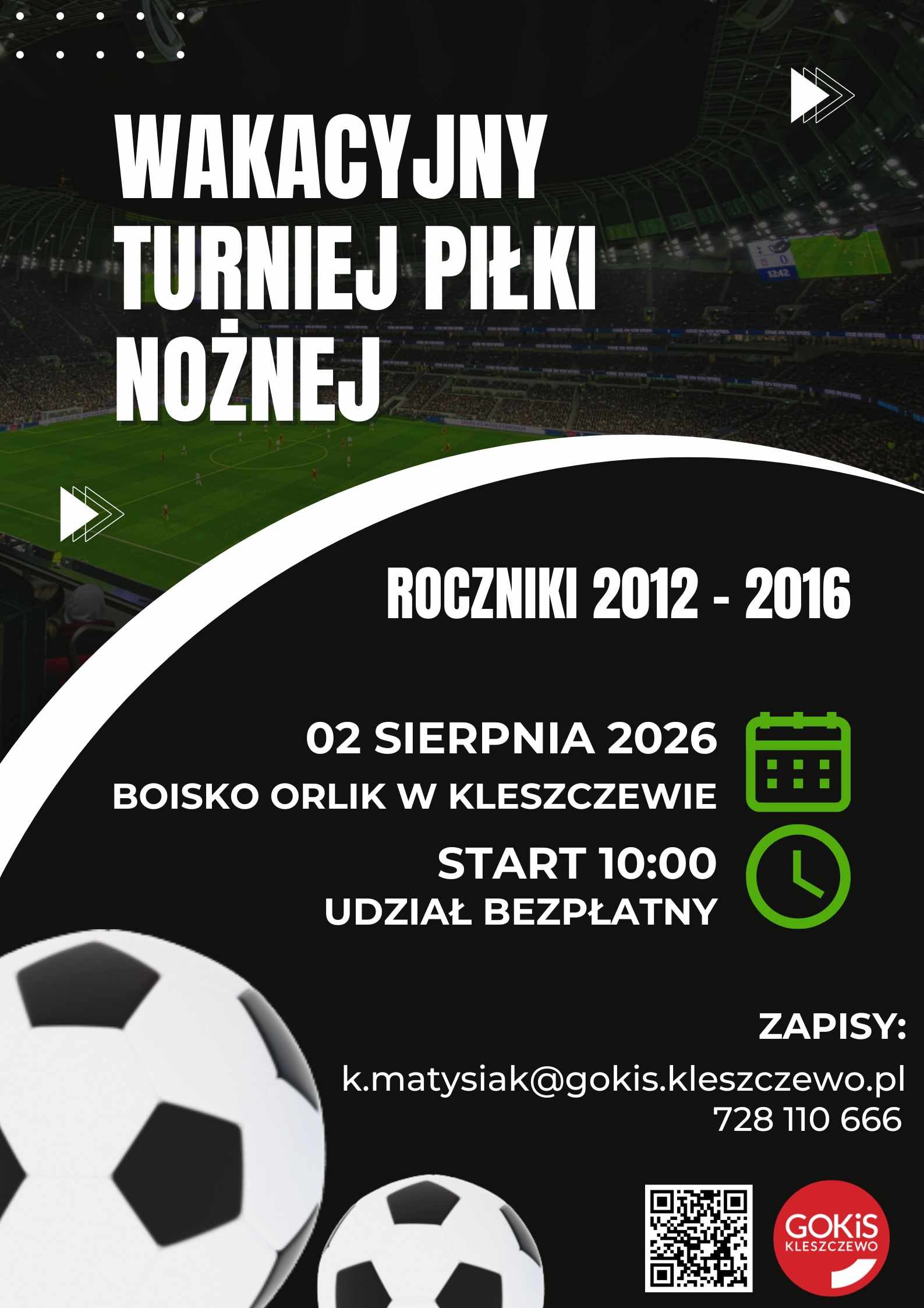 plakat informacyjny o turnieju piłki nożnej