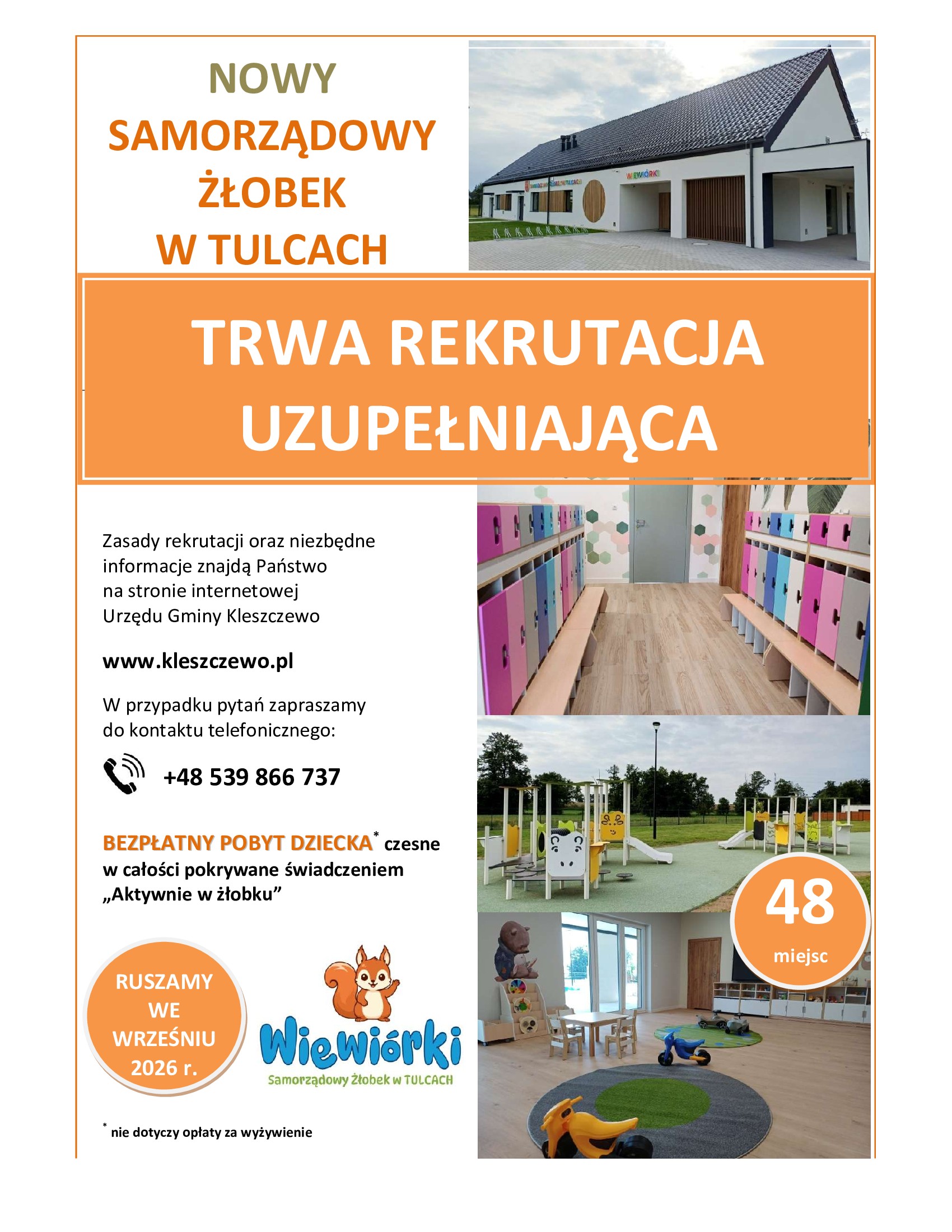 plakat informujący o uzupełniającej rekrutacji