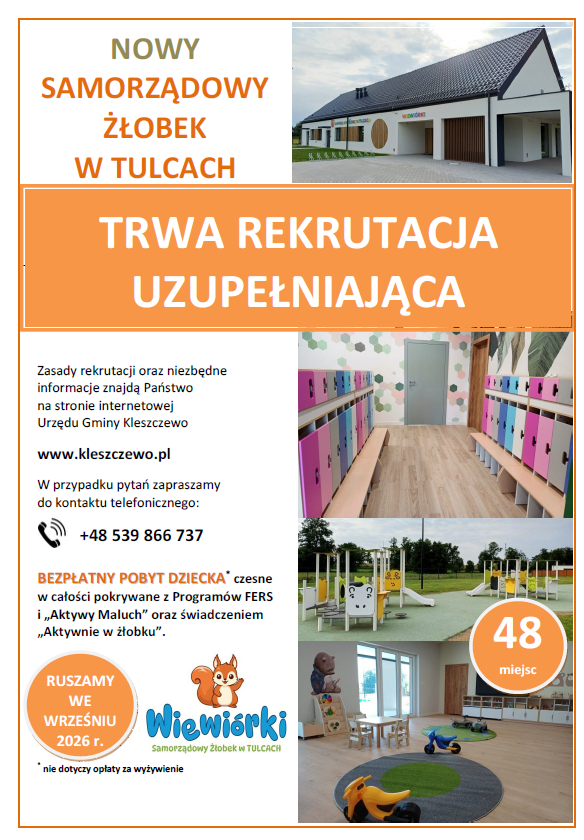plakat informacyjny ze zdjęciem budynku żłobka