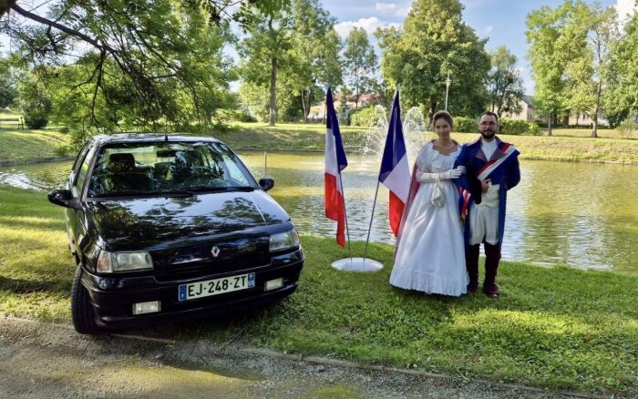 Napoleon Bonaparte i Maria Walewska w kleszczewskim  parku