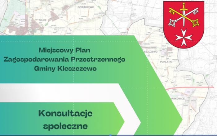 OBWIESZCZENIE/OGŁOSZENIE WÓJTA GMINY KLESZCZEWO O WYŁOŻENIU DO PUBLICZNEGO WGLĄDU PROJEKTU ZMIANY MPZP GMINY KLESZCZEWO - GOWARZEWO POMIĘDZY UL. SIEKIERECKĄ I TRZECKĄ